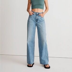 MADEWELL Superwide-Leg Jeans Light/Medium Wash High Waisted Size 27 100% cotton